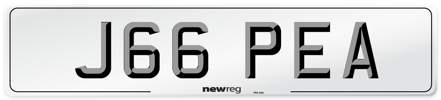 J66 PEA Number Plate from New Reg